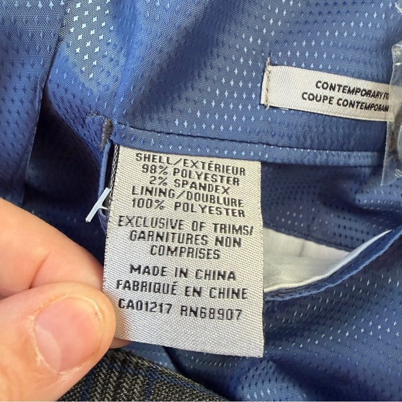 Le Chateau Mens Sports Coat Size 42 Formal Suit Jacket Grey Blue Plaid Business - Picture 10 of 11